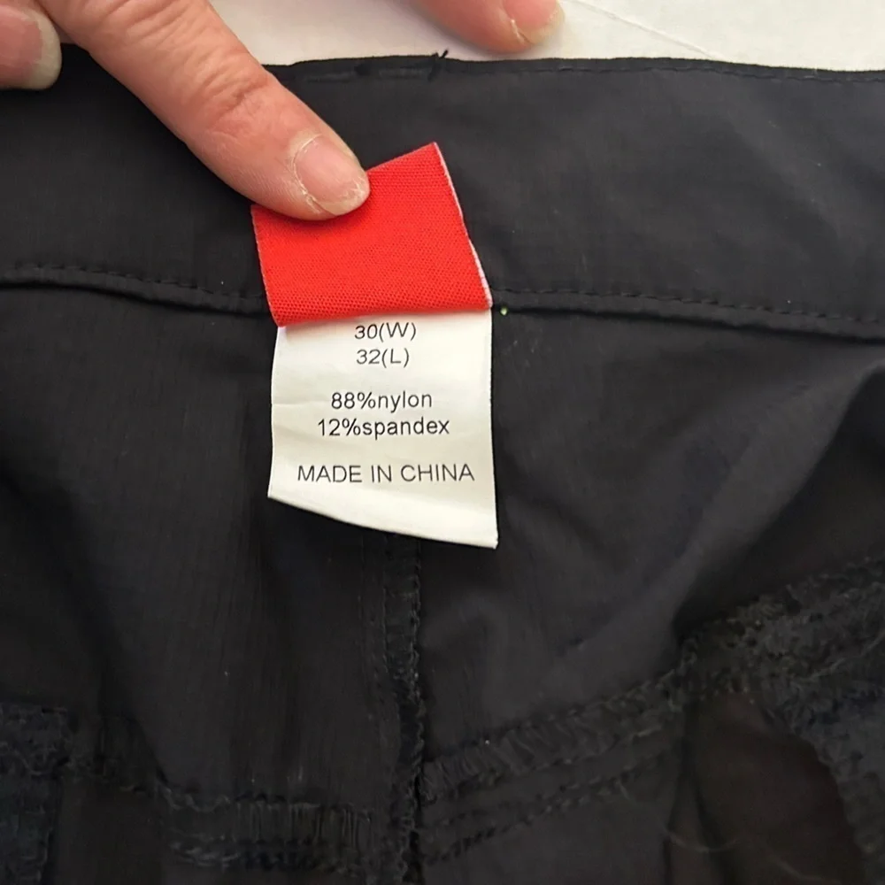 NONWE mens‎ hiking convertible light weight quick dry black pants Sz-30x32.  O14